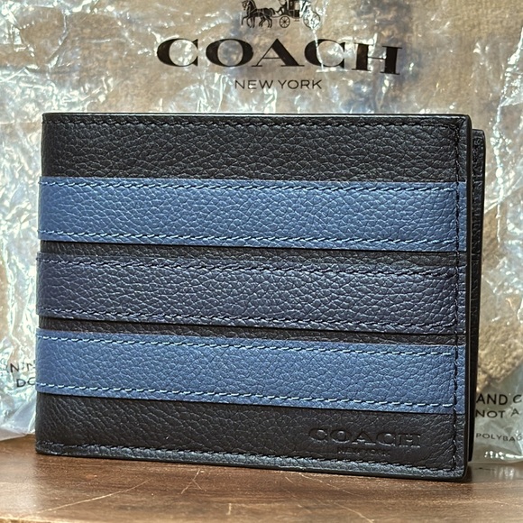 *NWT* COACH Slim Billfold Wallet With Varsity Stripe - Picture 3 of 6